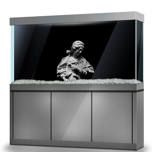 Aquarium Background Stickers - Sculpture Black - Self-Adhesive Fish Tank Reptile Terrarium Decor Poster (75 x 50 cm / (29.5 x 19.6 inches))