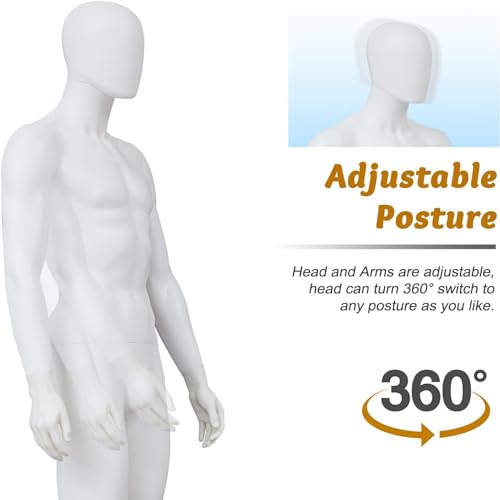J-Sun-7 Mannequin Full Body - Male Kids Mannequin, Adjustable Manikin Body with Metal Base, Retail Mannequins Dress Form for Clothes, White - size: Male+Kids