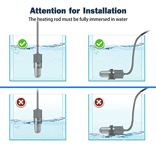 Adjustable Mini Aquarium Heater 0.5/1/2/3 Gallon Submersible Small Fish Tank Heater 10W/20W/30W Digital Display Thermostat External Temperature Controller(20W) - size: 20W