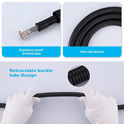 Matte Black Finished Shower Hose, 63 Inches SUS 304 Stainless Steel Extra Long Shower Head Hose Replacement Handheld Shower Head Hose for Pet Bathroom Bathing Cleaning - color: Black, size: 63inch