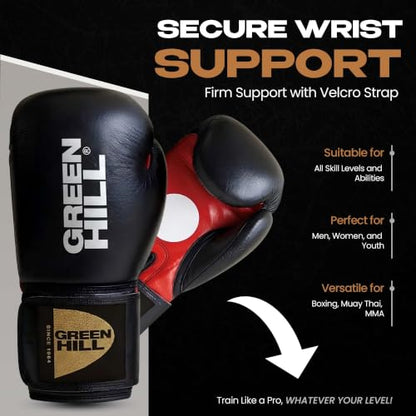 Green Hill Curved Boxing Focus Mitts for MMA, Muay Thai & Boxing - color: BLACK/RED