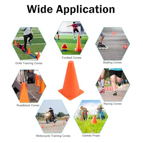 7" Soccer Cones (Set of 12) - Plastic Traffic Cones