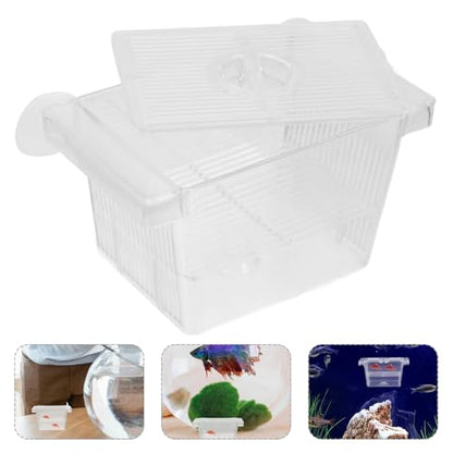 Wakauto Aquarium Fish Breeding Box with Suction Cup, Floating Dual-Layer Fish Hatchery Incubator Nursery Tank for Fry and Guppy Breeding
