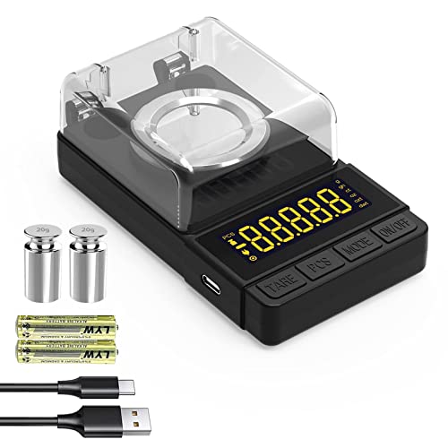 Digital Milligram Scale 50g/0.001g, Compact Mg Scale with 20g Calibration Weight and Accessories, Black Powder Scale for Reloading - color: Black