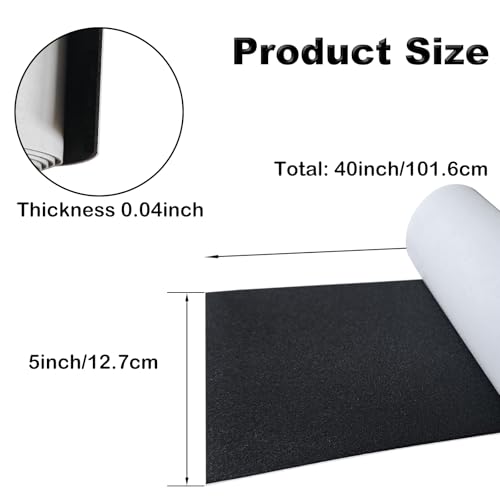 Non Slip Furniture Pad, 5x40 Inches Foam Strip with Adhesive, Black Neoprene Foam Tape for Furniture, Couch, Bed, Drawer, Door, Hardwood Floor, Appliances