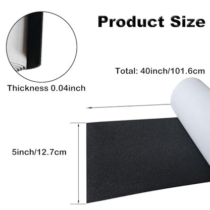 Non Slip Furniture Pad, 5x40 Inches Foam Strip with Adhesive, Black Neoprene Foam Tape for Furniture, Couch, Bed, Drawer, Door, Hardwood Floor, Appliances