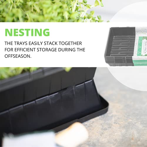 1020 Seed Starting Trays - 5-Pack Reusable Plastic Germination Trays for Microgreens & Seedlings - color: Black