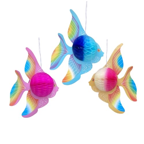 12pcs Tropical Fish Honeycomb Centerpiece Luau/Mermaid/Under The Sea Theme Party Hanging Decorations for Birthday Baby Shower Party Supplies