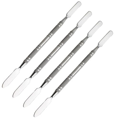 TAODAN 4PCS 160mm Silver Stainless Steel Spatula Double Ended Laboratory Scraper Mini Metal Embossing Rod Foundation Tint Bar Suitable for Classrooms and Plants