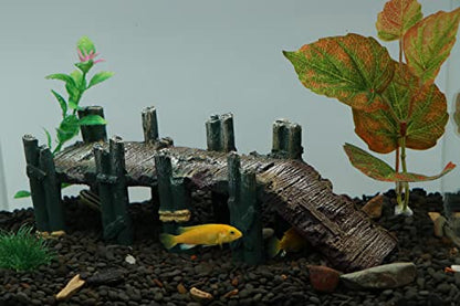 AQUA KT Aquarium Single-Plank Arch Bridge Drawbridge Rock for Cichlid Guppy Betta Glofish Fish Tank Landscape Decoration