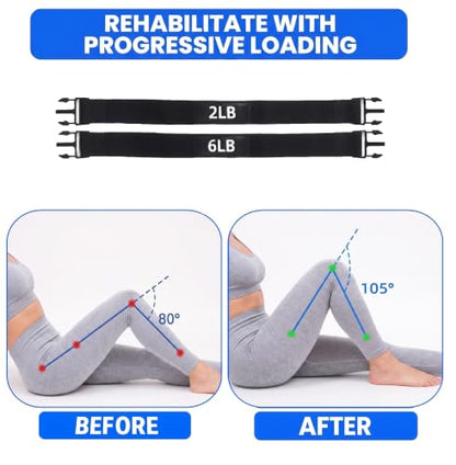 Knee Recover Strap for Post-Surgery Rehab - Recovery from Knee Replacement, ACL, MCL- Physical Therapy Aid for Bed Mobility, Seniors & Elderly, Foot & Calf Stretcher for Plantar Fasciitis