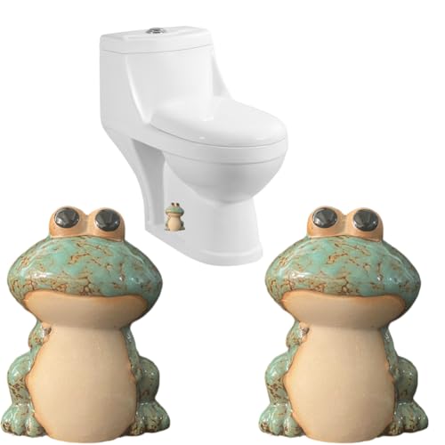 Frog Toilet Bolt Caps Ceramic Toilet Bolt Covers Decorative Toilet Screw Cover Caps, Toilet Caps for Bottom of Toilet, Cute Toilet Bowl Bolt Covers for Bathroom Decor, Easy to install (Green)