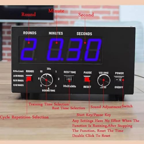 Professional Boxing Interval Timer with LED Display - Customizable 1-12 Challenge Rounds, Adjustable Buzzer, 30s-10min Workout Durations & 0/30/60s Rest Settings for Gymnastics(Green) - color: Green