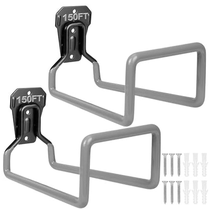 2PCS Water Hose Holder Wall Mount - Metal Hose Hanger Garden Hose Rack Heavy Duty Hose Storage for Outside Water Hose - color: 2pc Gray