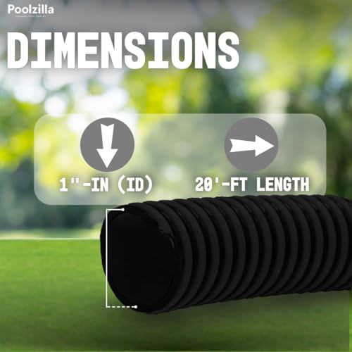 20’ FT Corrugated Pond Hose - 1’’ Inch ID, Flexible Reinforced Water Tubing for Aquariums, Pool Maintenance, Ponds, Fountains, Gardens, and other Aquatic Features