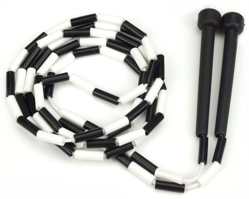 K-Roo Sports Jump Rope with Plastic Beaded Segmentation - color: Black/White