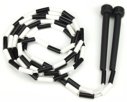 K-Roo Sports Jump Rope with Plastic Beaded Segmentation - color: Black/White
