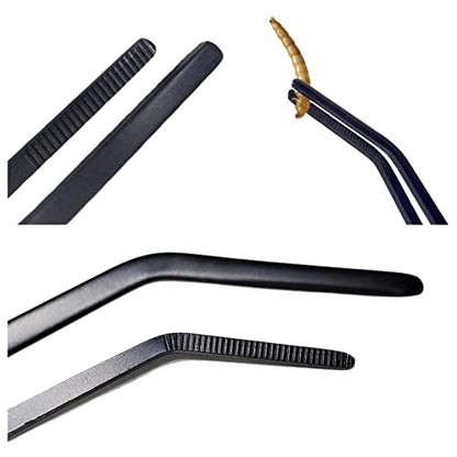 2Pcs 10.5" Reptile Stainless Steel Long Tweezers Feeding Tongs, Lizards Snake Gecko and Tarantula Supplies, Terrariums Aquarium Fish Tank Tools - 10.5" Black 2Pcs