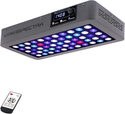 VIPARSPECTRA 165W LED Aquarium Light Dimmable Full Spectrum LED Reef Lights for Coral Saltwater Fish Tank, Remote/Timer Control, LED Lamps Programmable Auto On/Off, Dual Channel Brightness 0-100%