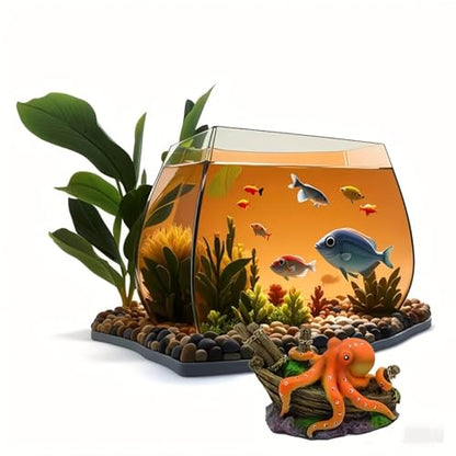 Octopus Aquarium Decoration, Resin Mini Ocean Ornament, Fish Tank Accessory for Home, Office, or Desk Aquarium Display