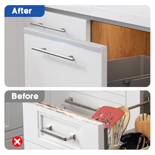Cabinet Protector Edge Guard (Pack of 12), 17.7" Clear PVC Cabinet Edge Protectors for 3/4" Thick Kitchen Cabinets Doors – Slip-On No-Tool Sliding Installation - size: 17.7 Inches