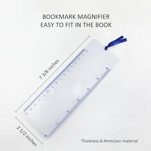 MAGDEPO 3X Page Magnifying Lens 4.75" x 7" Combo-Set 2 Bookmark Magnifier with Ruler & 2 Card Magnifier for Reading Books, Magazine, Newspaper, and People with Low Vision. - color: Combo Set