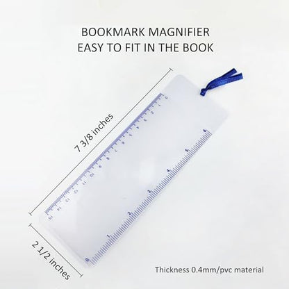 MAGDEPO 3X Page Magnifying Lens 4.75" x 7" Combo-Set 2 Bookmark Magnifier with Ruler & 2 Card Magnifier for Reading Books, Magazine, Newspaper, and People with Low Vision. - color: Combo Set