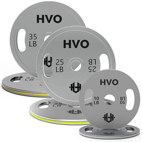HVO Chrome Olympic Weight Plates with Grip, 2-Inch Standard Plates | Easy Grip Design Secure 2-Inch Fit Durable Construction Balanced Weight Distribution Strength Training Equipment - size: 140LB Set: 1 Pair of each: 10/25/35LB