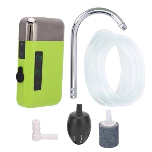 Aquarium Air Pump, Adjustable 3 Modes Fishing Oxygen Pump Quiet Bubbler Fish Tank Aerator with LED Light, USB Charging Portable Electric Air Pumps with Accessories