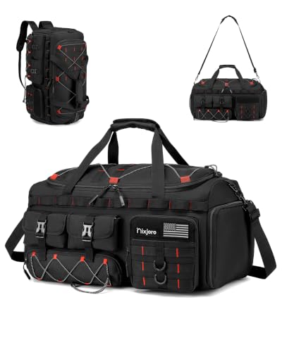 Tactical Gym Bag for Men Women Carry On Luggage 22x14x9 Airline Approved - color: Red, size: Large