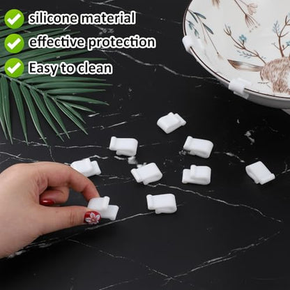 12 Pcs Dutch Oven Lid Protector Clips, Silicone Cookware Lid Protectors White Non-Slip Pot Lids Bumper Lifter Accessories for Stacking Display and Storage Dutch Oven Pots