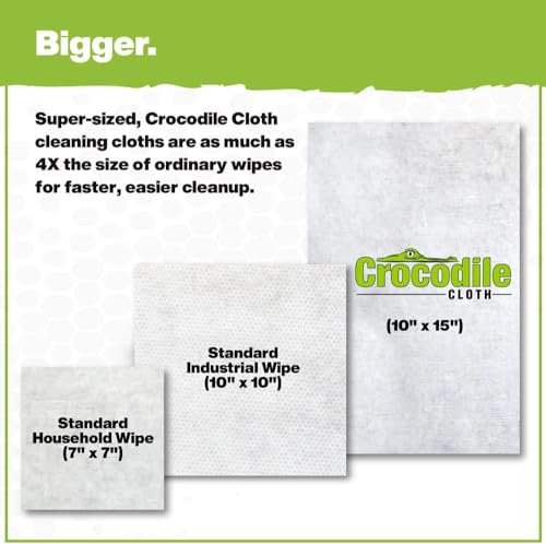 Crocodile Cloth Original Cleaning Wipes, Heavy-Duty Multi-Surface Hand & Tool Wipes, Water-Based, Safe on Skin, 10 Count, 15 x 10 Inch - size: 10 Count (Pack of 1)