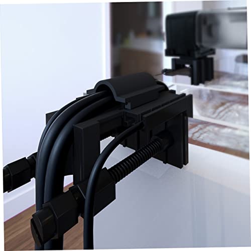 LIOOBO Multifunctional Acrylic Pipe Holder for Fish Tanks Water Filter Holder Clip Easy to Install Space-Saving Design Black