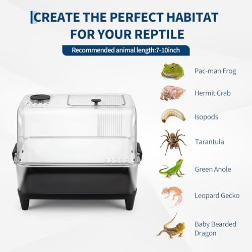 Garvee Reptile Tank Starter Kit, Reptile Terrarium Kit, Acrylic Small Reptile Habitat with Lid, Heating Pad, Hygrometer, Bowl,Hide, Sand for Reptiles,Tarantula,Lizards,Frogs,Geckos,or Hermit Crabs