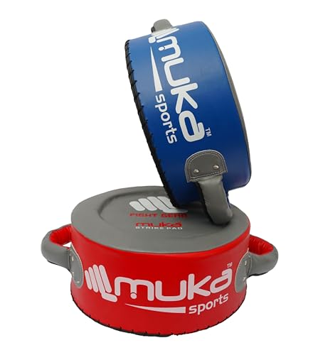 Round Boxing Pad for Men - Synthetic Leather Punching Mitts Coaching Shield - MMA Muay Thai Kickboxing Strike Pads for Karate, Training, Taekwondo, Martial Arts - color: Red