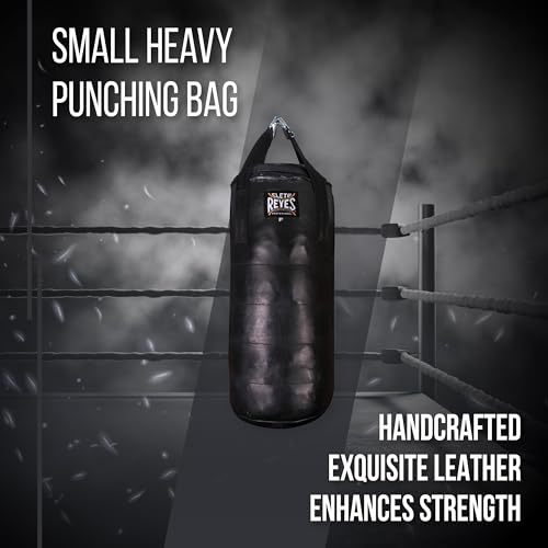 CLETO REYES Heavy Punching Bag for Adults Boxing Training Equipment, MMA, Kickboxing, Muay Thai, Leather, Small, Black - size: Filled