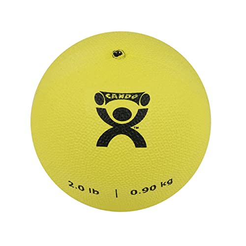CanDo Soft Medicine Ball 5" Diameter 2lb Yellow Exercise Ball for Physical Therapy and Fitness Exercises, Easy Grip Rubber Weighted Ball for Workouts - size: 2 Pound