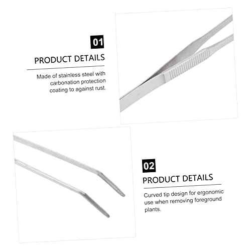 Angoily 27cm Curved Tip Stainless Steel Tweezers for Aquarium Plant Tweezers Fine Tip for Fishtank Cleaning Tools