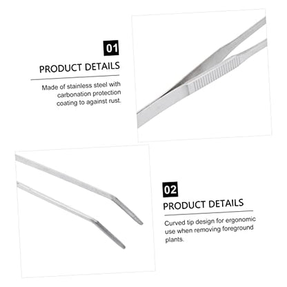 Angoily 27cm Curved Tip Stainless Steel Tweezers for Aquarium Plant Tweezers Fine Tip for Fishtank Cleaning Tools