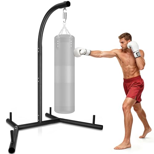 Upgraded Punching Bag Stand, Heavy Duty Boxing Stand, Steel Sandbag Rack Boxing Bag Stand, Freestanding Durable Training Equipment for Home & Gym Fitness Stable Steel, Stand Only