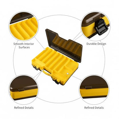 Portable Fishing Tackle Box with Handle, Durable PVC Storage Case for Lures and Hooks, 13 x 3.3 x 1.6 Inches - color: Yellow