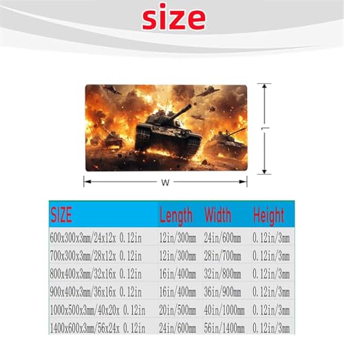 Tank Mouse Pad 40x20x0.12Inch Waterproof Large Mouse Pad War Desk Mat als Mousepad for Laptop Desktop Computers Gaming Keyboard,Mousepad Improve Accuracy and Speed for Home Office Decor Gifts JXL-2885