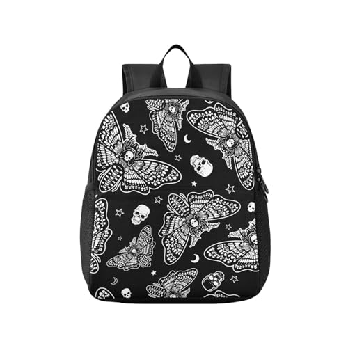 Gothic Skull Moth Toddler Backpack Waterproof Mini Backpack Boys/Girls Cute Small Backpack Kindergarten Pre School Bags 13 Inch - color: Gothic Skull Moth, size: Medium