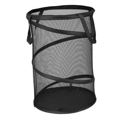 Amosfun Foldable Large Capacity Mesh Laundry Basket Clothes Organizing Hamper for Dirty Clothes Storage Multipurpose Foldable Mesh Bin for Home and Sports Gear Organizer Black