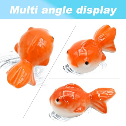 3 Pcs Floating Aquarium Decorations, Ceramic Fish Figurines Craft, Koi Ornaments, Mini Creative Fish Tank (Green Pink Red)
