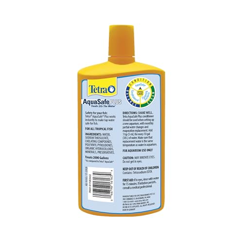 Tetra AquaSafe Plus, Aquarium Water Conditioner and Dechlorinator, 33.8 Ounces