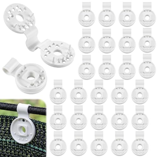 Frienda 30 Pcs White Round Shade Cloth Plastic Clips Reusable Heavy Duty Sunshade Fabric Net Clips Attachment and Placement for Sun Shade Net Anti Bird Garden Waterproof Netting Accessories - color: White