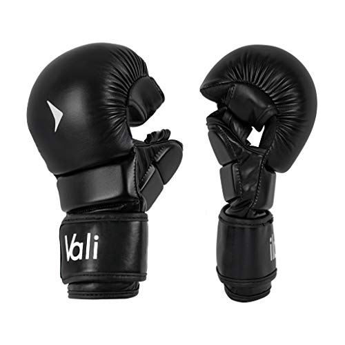 Vali MMA Hybrid Gloves Shooter for Sparring Grappling Training in Martial Arts - color: Black, size: Small-Medium