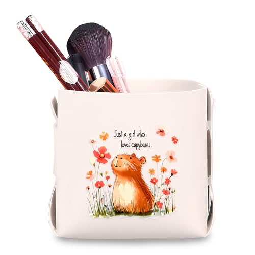 Capybara Makeup Brush Holder, Decorative Desk Organizer for Jewelry Pen Pencil Glasses Storage, Capybara Lovers Themed Gifts Stuff For Girls Teens Kids Women! - color: Capybara