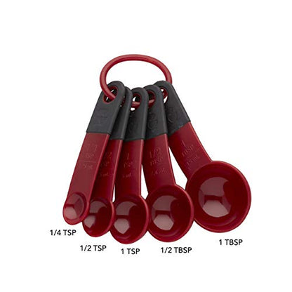 KitchenAid KE057OHERA Classic Measuring Spoons, set of 5, Red - color: Red